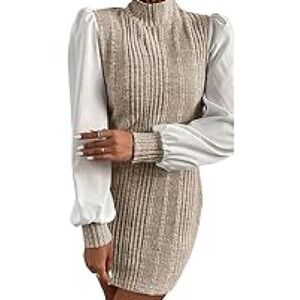 Elegant Brown Dress with White Sleeves NWOT